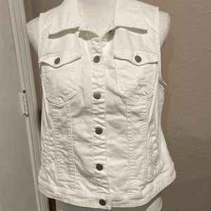Chico’s Distressed White Denim Jacket -1